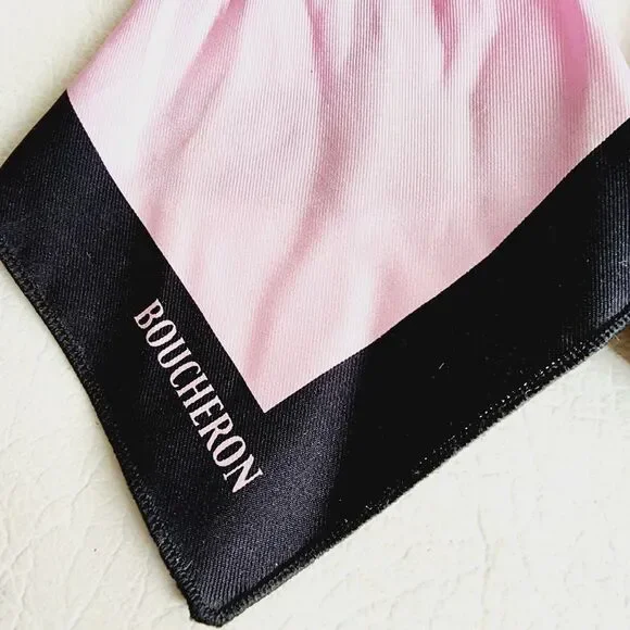 Boucheron Women's 100% Silk Pink/Black Watch Band Strap Made In France 9" - Picture 5 of 11